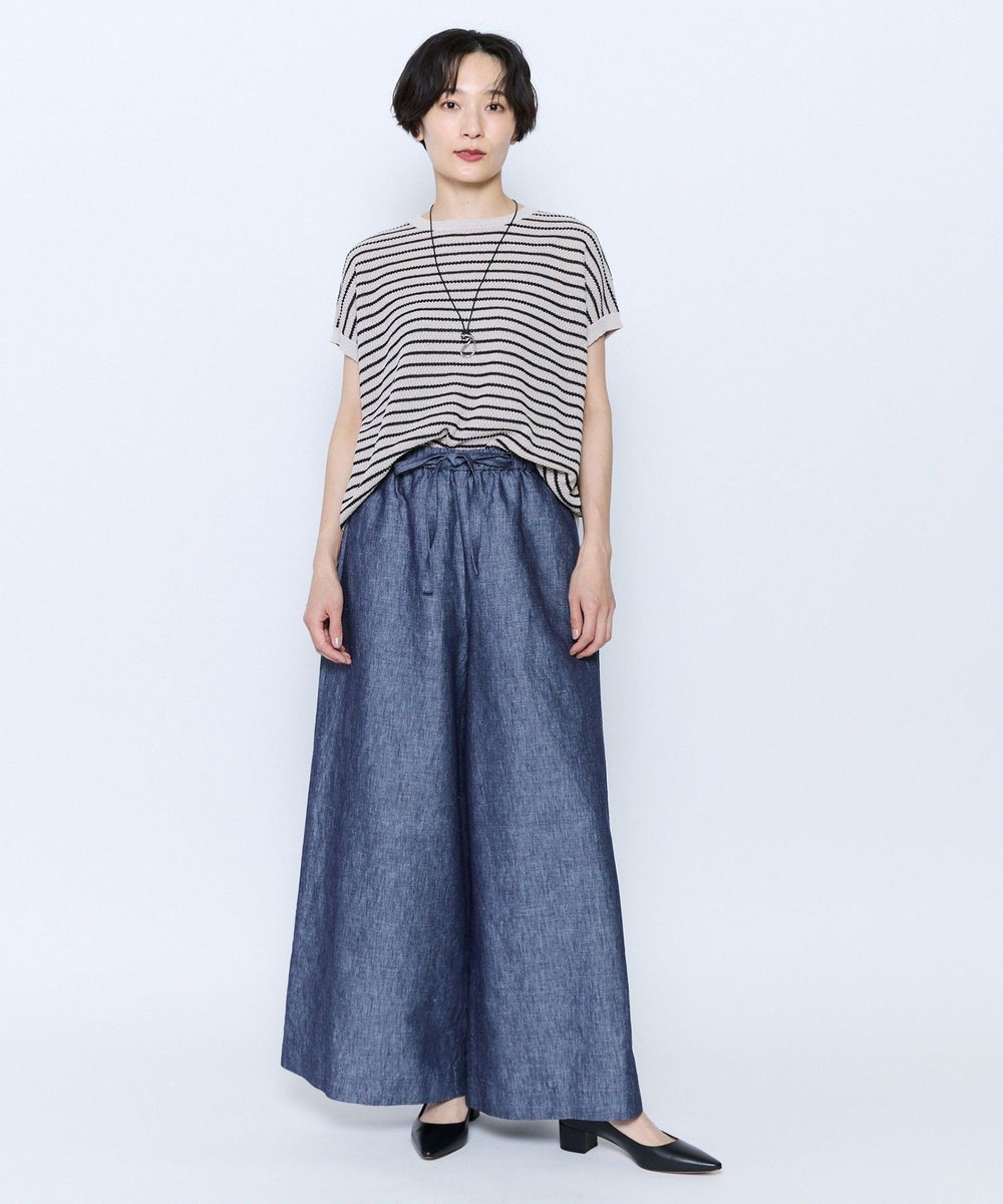 feerique feerique ボーダーフレンチスリーブニット ベージュ