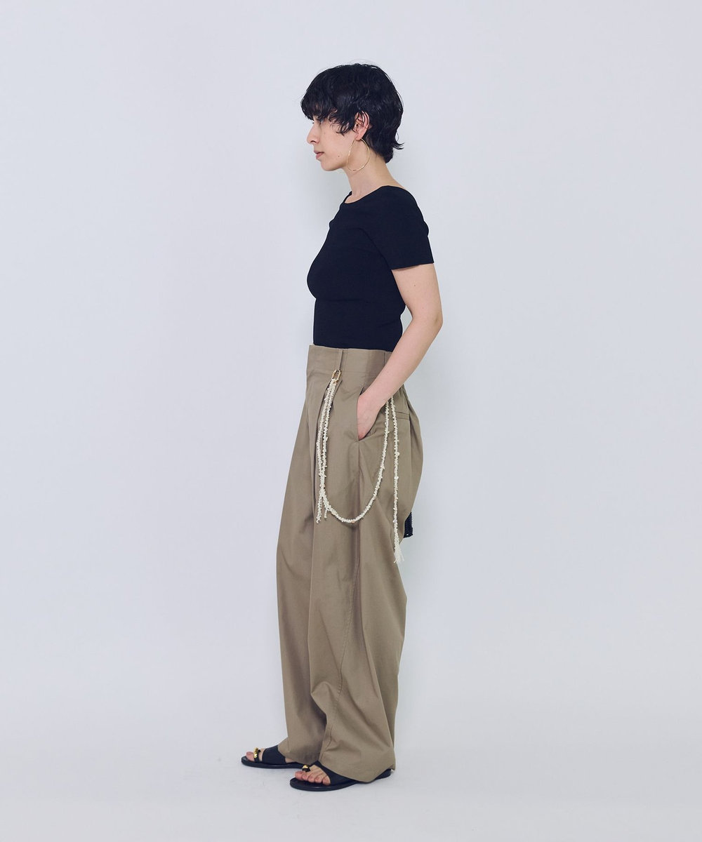 1er Arrondissement チンツシェルチェーンパンツ ベージュ