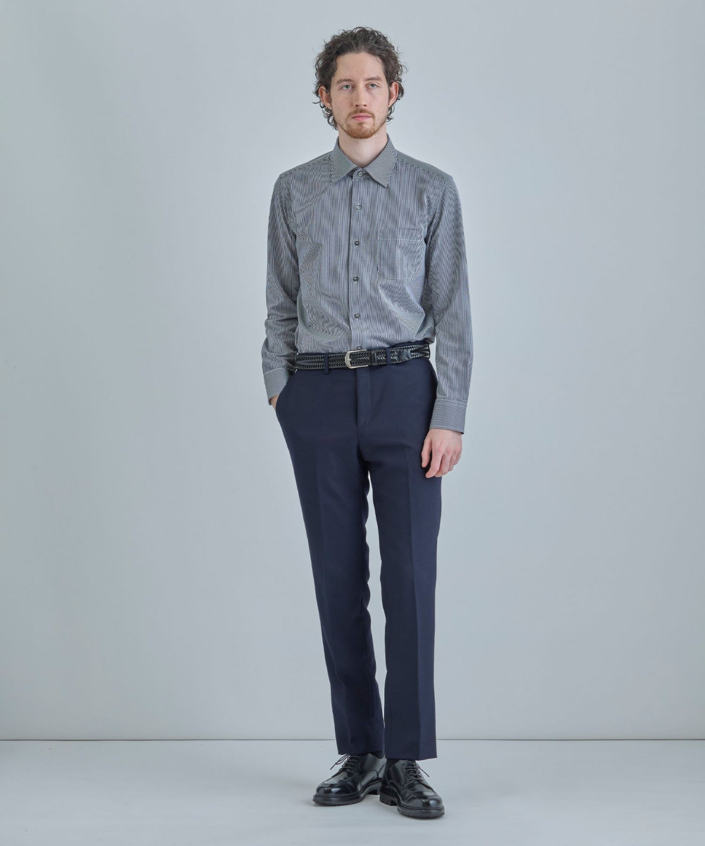 MEN'S BIGI J-CAMICIE ハイゲージジャージドレスシャツ（Albini×RENU）＜ストレッチ＞ ダークネイビー