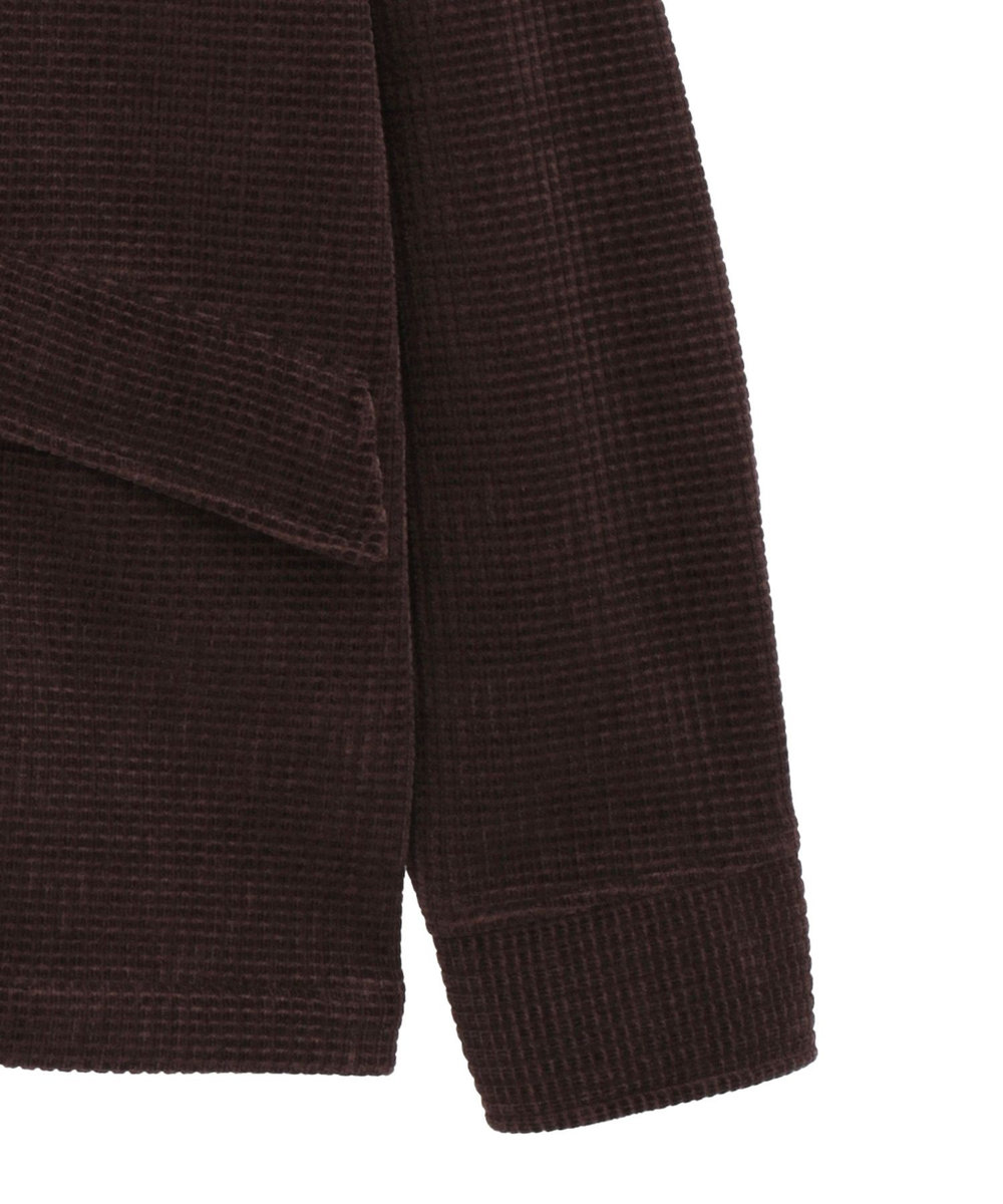 MEN'S BIGI ベロア調コールワッフル カバーオールジャケット ブラウン