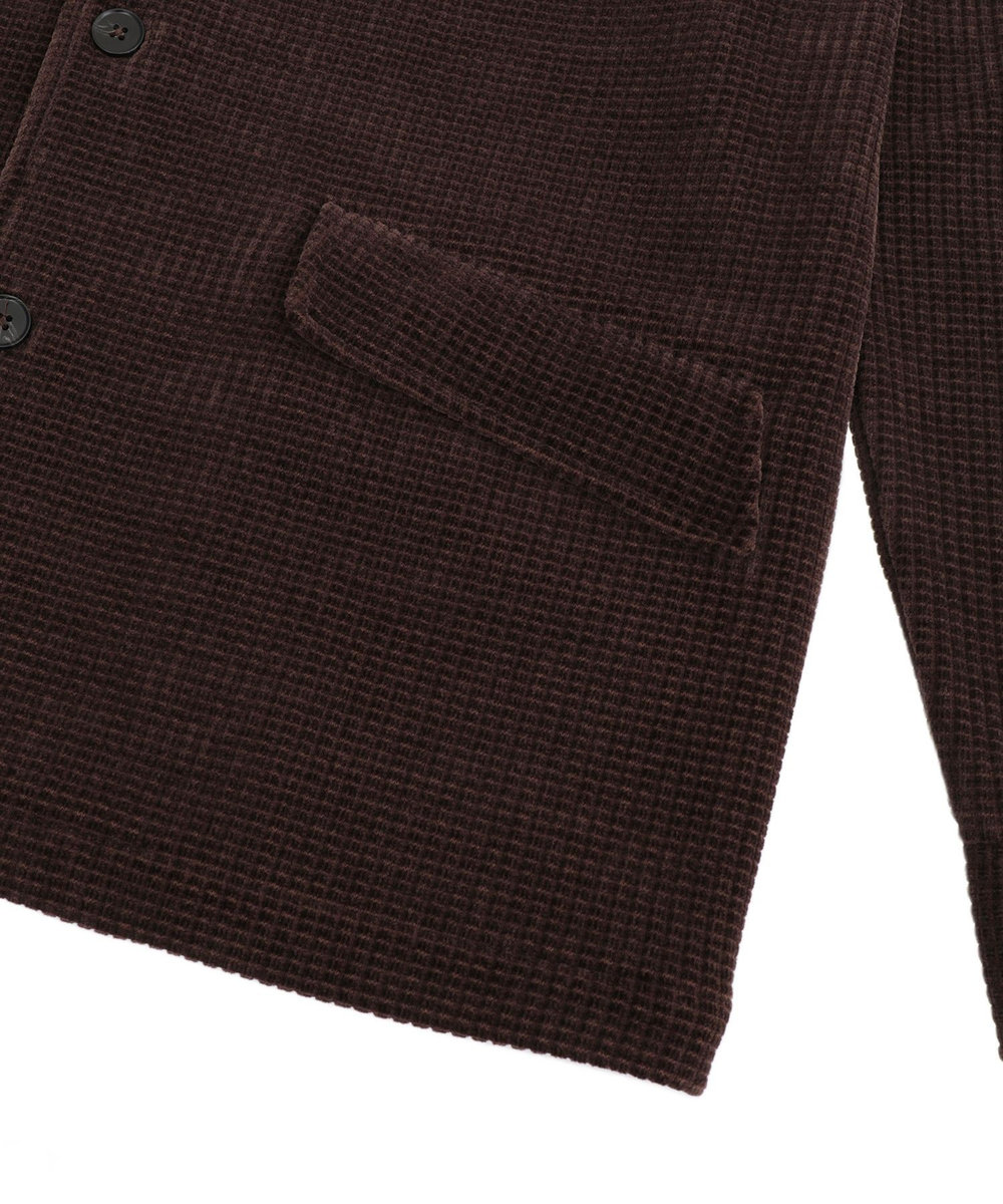 MEN'S BIGI ベロア調コールワッフル カバーオールジャケット ブラウン