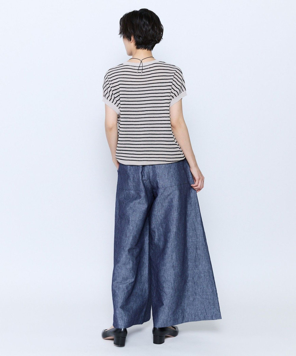 feerique feerique ボーダーフレンチスリーブニット ベージュ