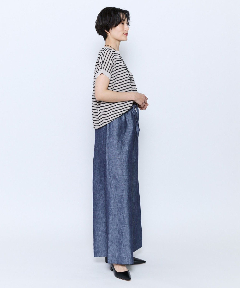feerique feerique ボーダーフレンチスリーブニット ベージュ