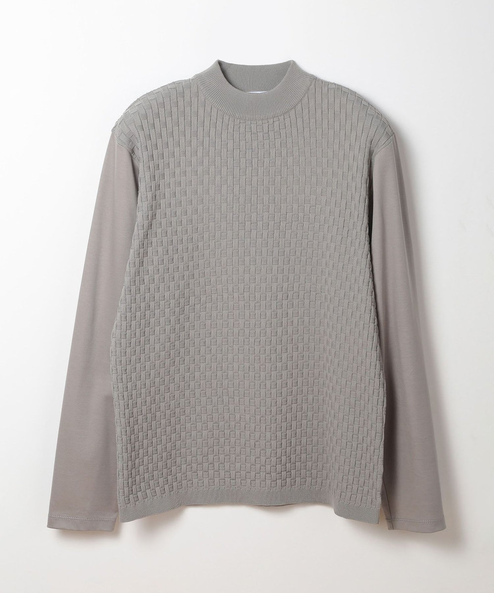 MEN'S BIGI ニットコンビモックネックカットソー グレー