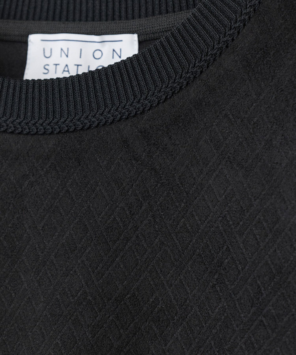 UNION STATION ビーガンスエードエンボスロングスリーブTシャツ ブラック