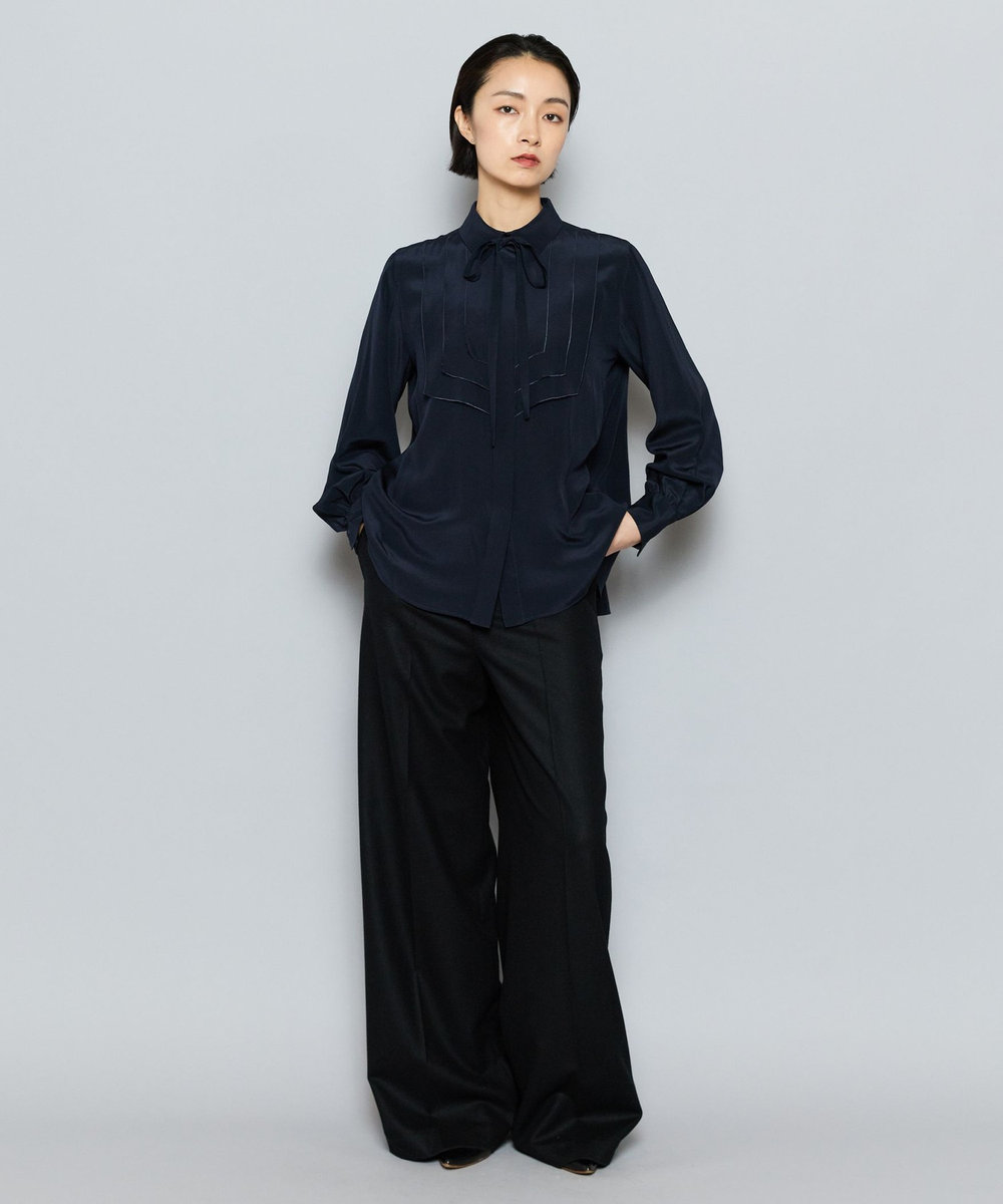 L'EQUIPE COUTURIER シルクデシンブラウス ダークネイビー