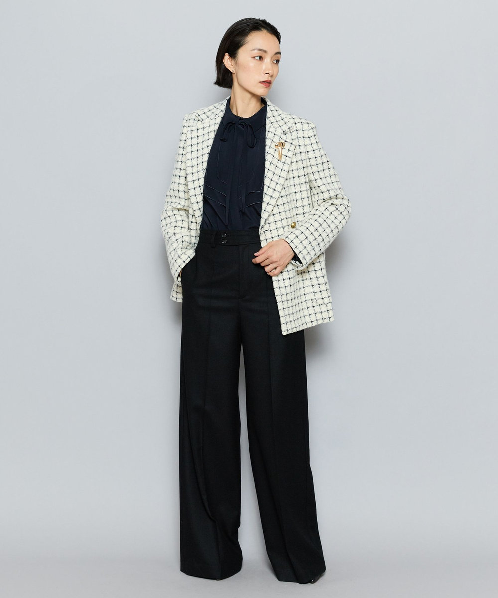 L'EQUIPE COUTURIER シルクデシンブラウス ダークネイビー
