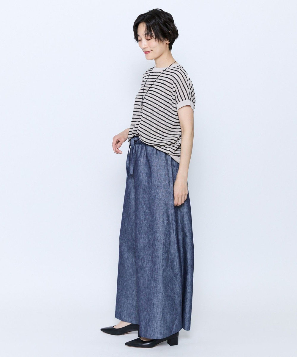 feerique feerique ボーダーフレンチスリーブニット ベージュ