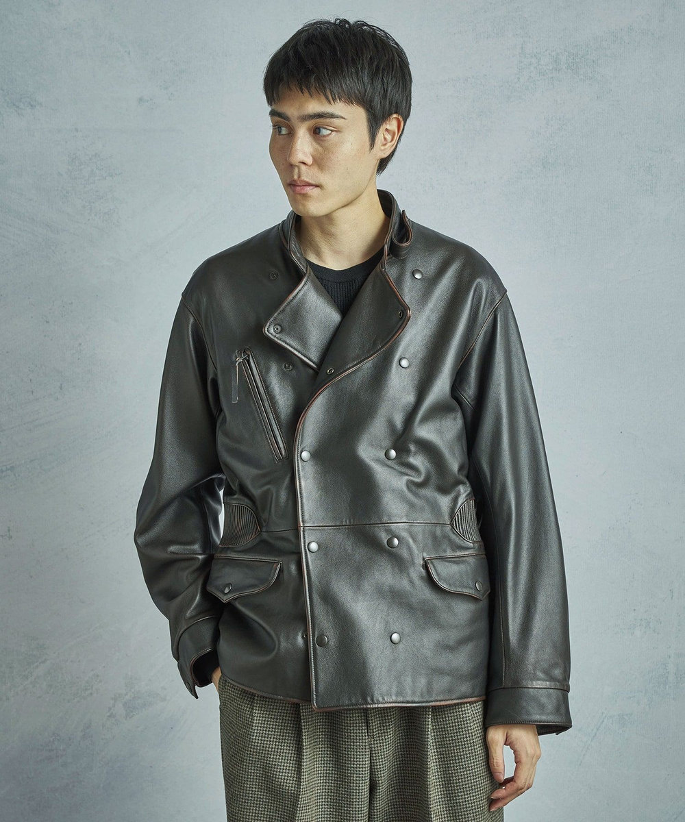 MEN'S BIGI 【50th Anniv . 菊池武夫】AGED SHEEPSKIN LEATHER JACKET ブラウン