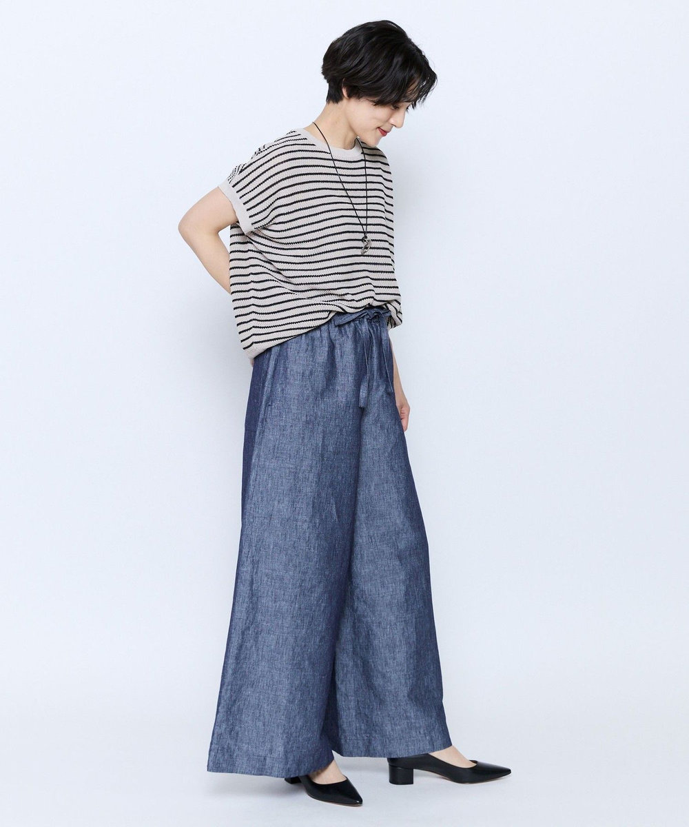 feerique feerique ボーダーフレンチスリーブニット ベージュ
