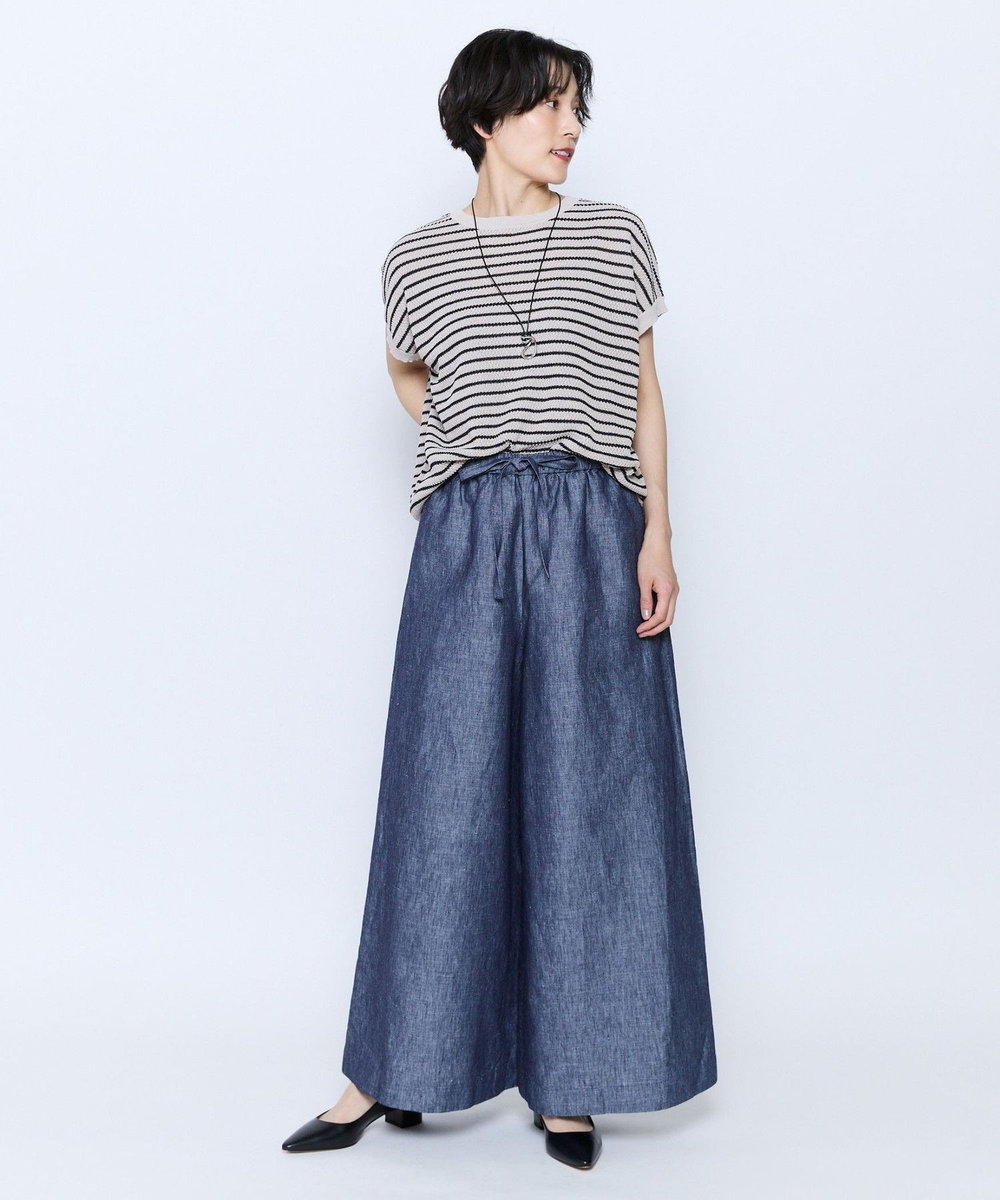 feerique feerique ボーダーフレンチスリーブニット ベージュ