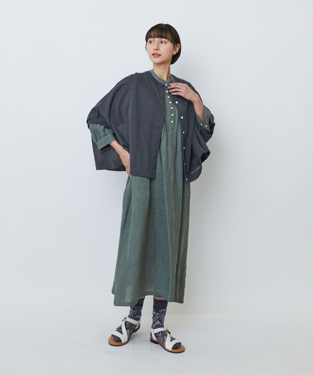 LOISIR グランジリネンタックディテールワンピース カーキ
