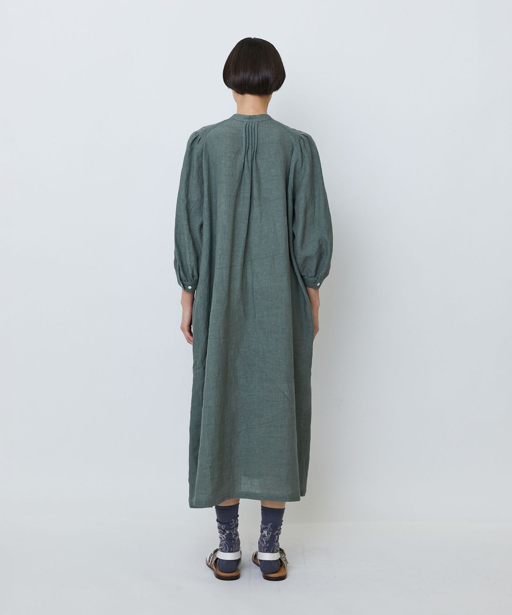 LOISIR グランジリネンタックディテールワンピース カーキ