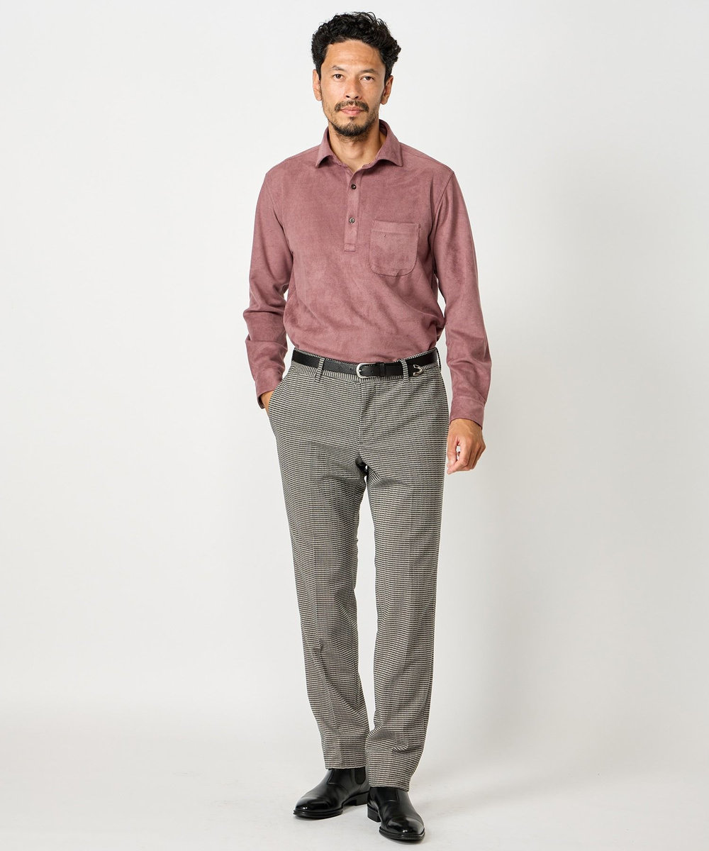 MEN'S BIGI ピケスエードカットシャツ パープル