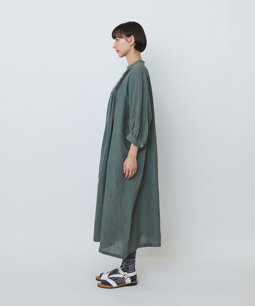 LOISIR グランジリネンタックディテールワンピース カーキ