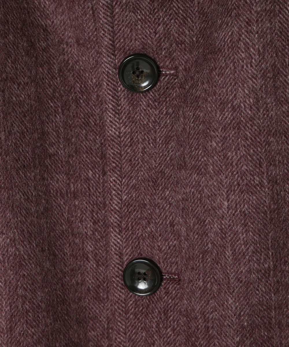 MEN'S BIGI スーパー140ウールビーバーヘリンボーンコート ボルドー