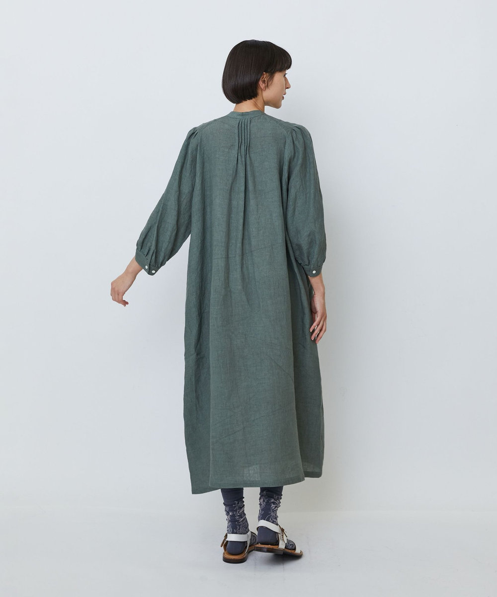 LOISIR グランジリネンタックディテールワンピース カーキ