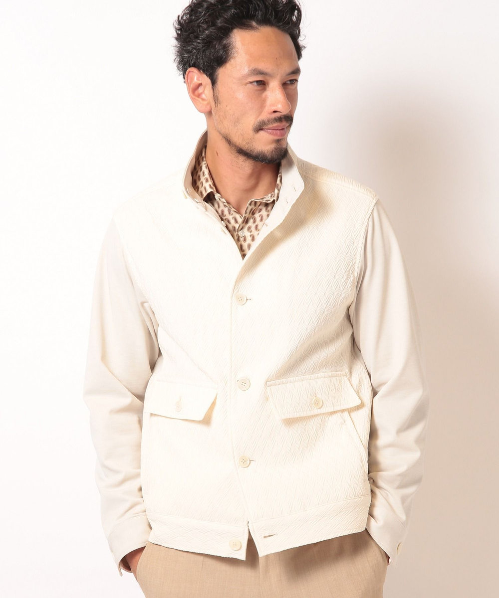 MEN'S BIGI 膨れジャガードストレッチブルゾン オフホワイト