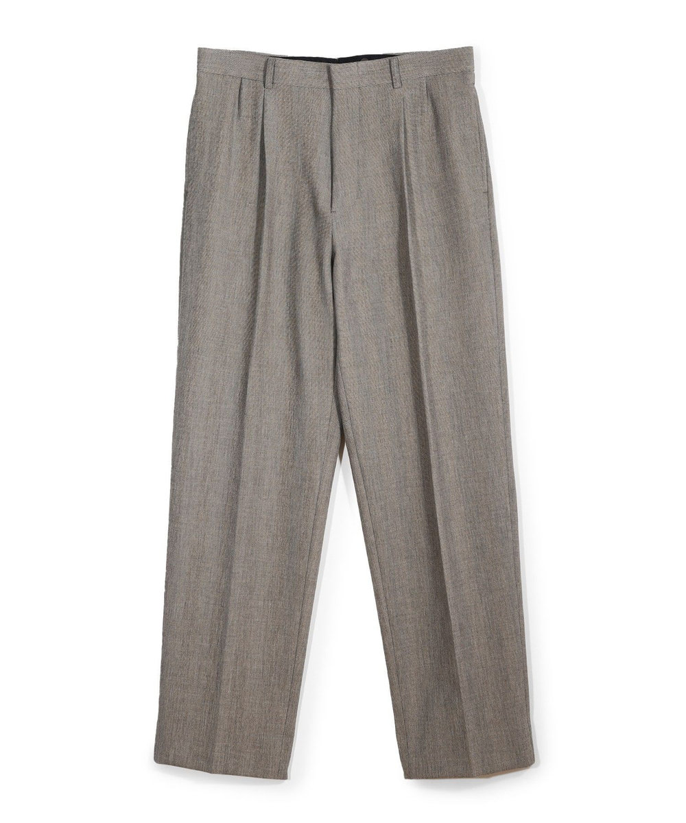 MEN'S BIGI 二重織ヘリンボーン テーパードワイドパンツ＜2WAYストレッチ＞ ベージュ