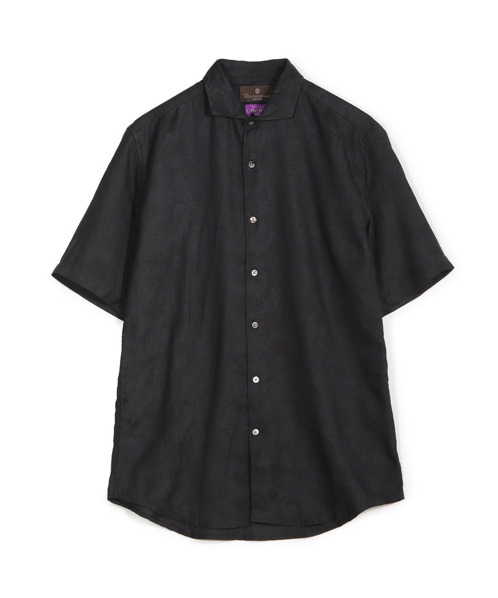 MEN'S BIGI 【LIBERTY/リバティー】フラワージャガードハーフスリーブシャツ ブラック