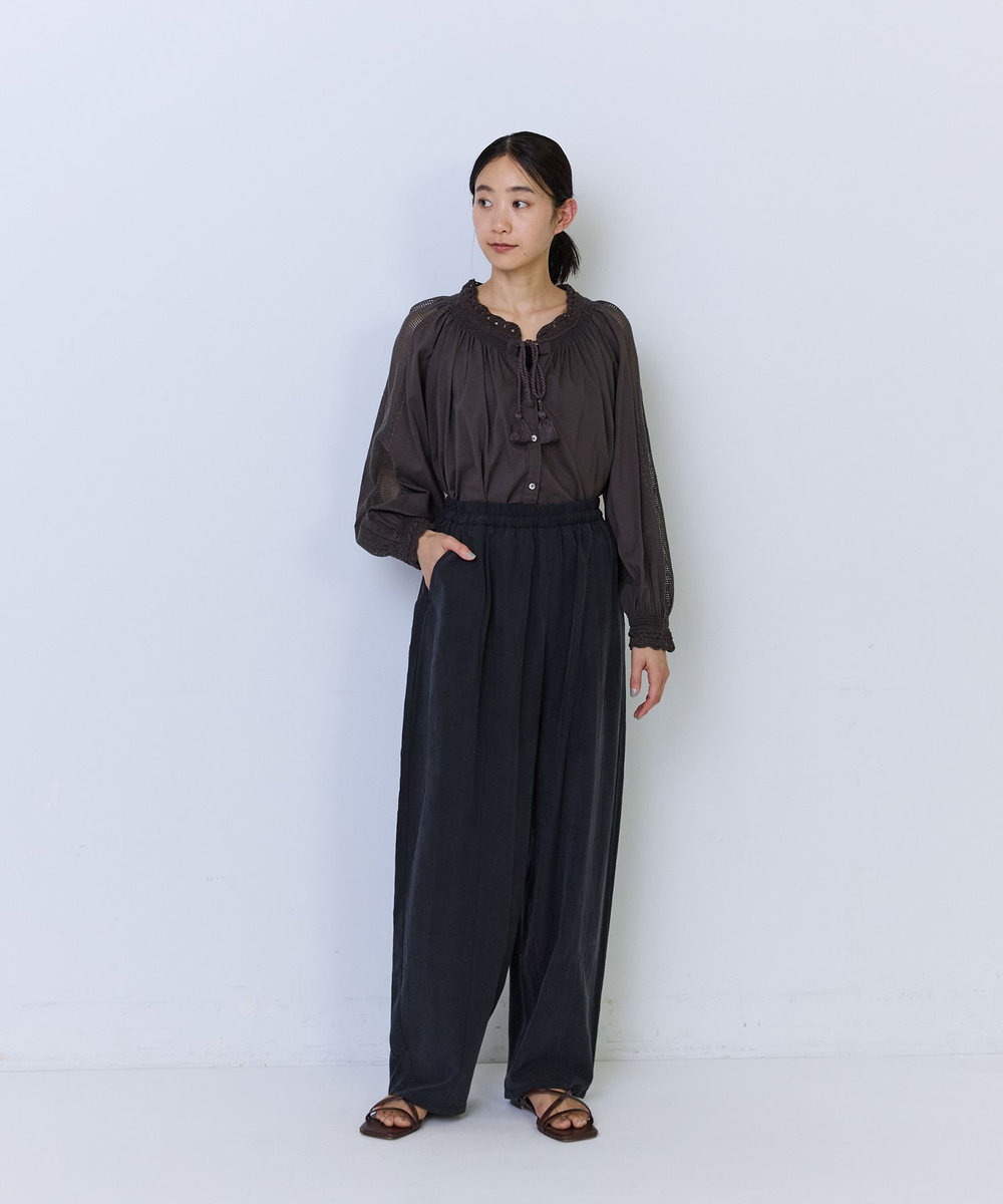ADIEU TRISTESSE テンセルリネンバレルレッグパンツ ブラック