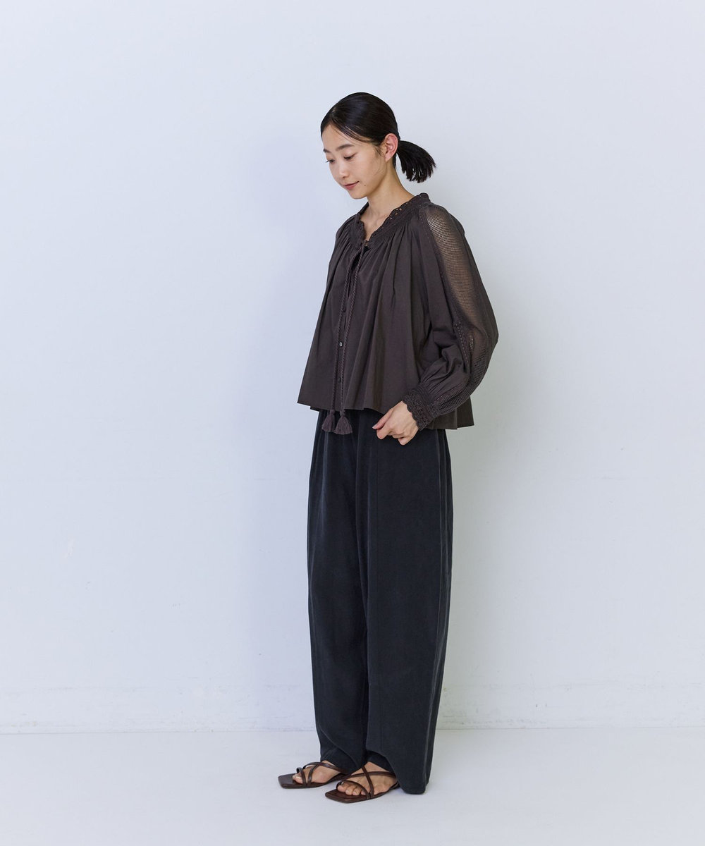 ADIEU TRISTESSE テンセルリネンバレルレッグパンツ ブラック