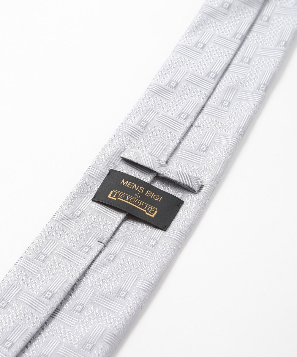 MEN'S BIGI 【TIE YOUR TIE(タイユアタイ)】ジオメトリック柄ネクタイ シルバー