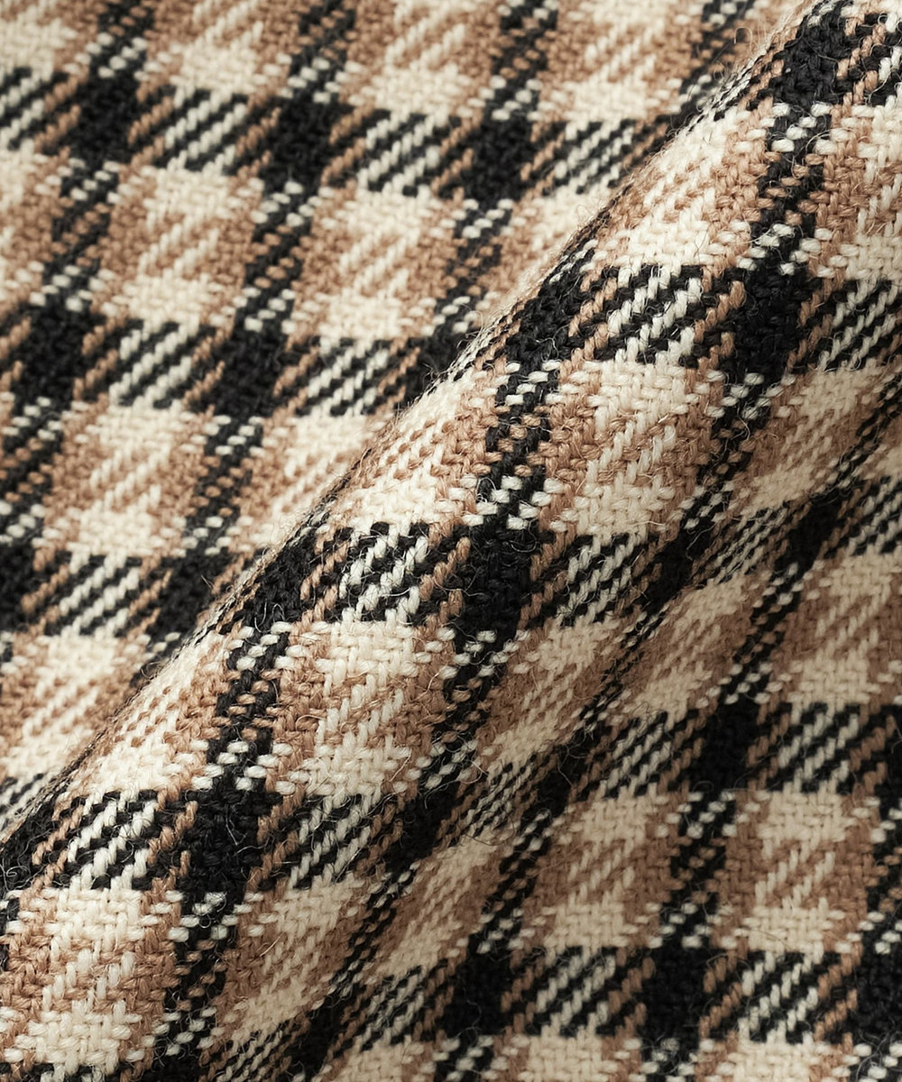 DÉPAREILLÉ WOOL CHECK LEATHER COLLAR BLOUSON / ウールチェックレザーカラーブルゾン ブラウン系その他