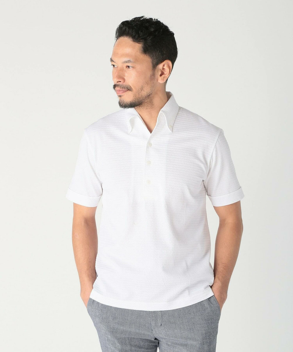 MEN'S BIGI 【ACTIVE TAILOR】サッカー織りポロシャツ<COOL MAX/吸水速乾> ホワイト