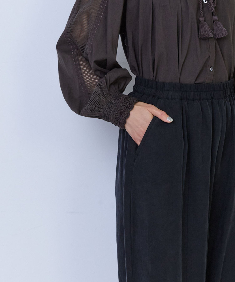 ADIEU TRISTESSE テンセルリネンバレルレッグパンツ ブラック