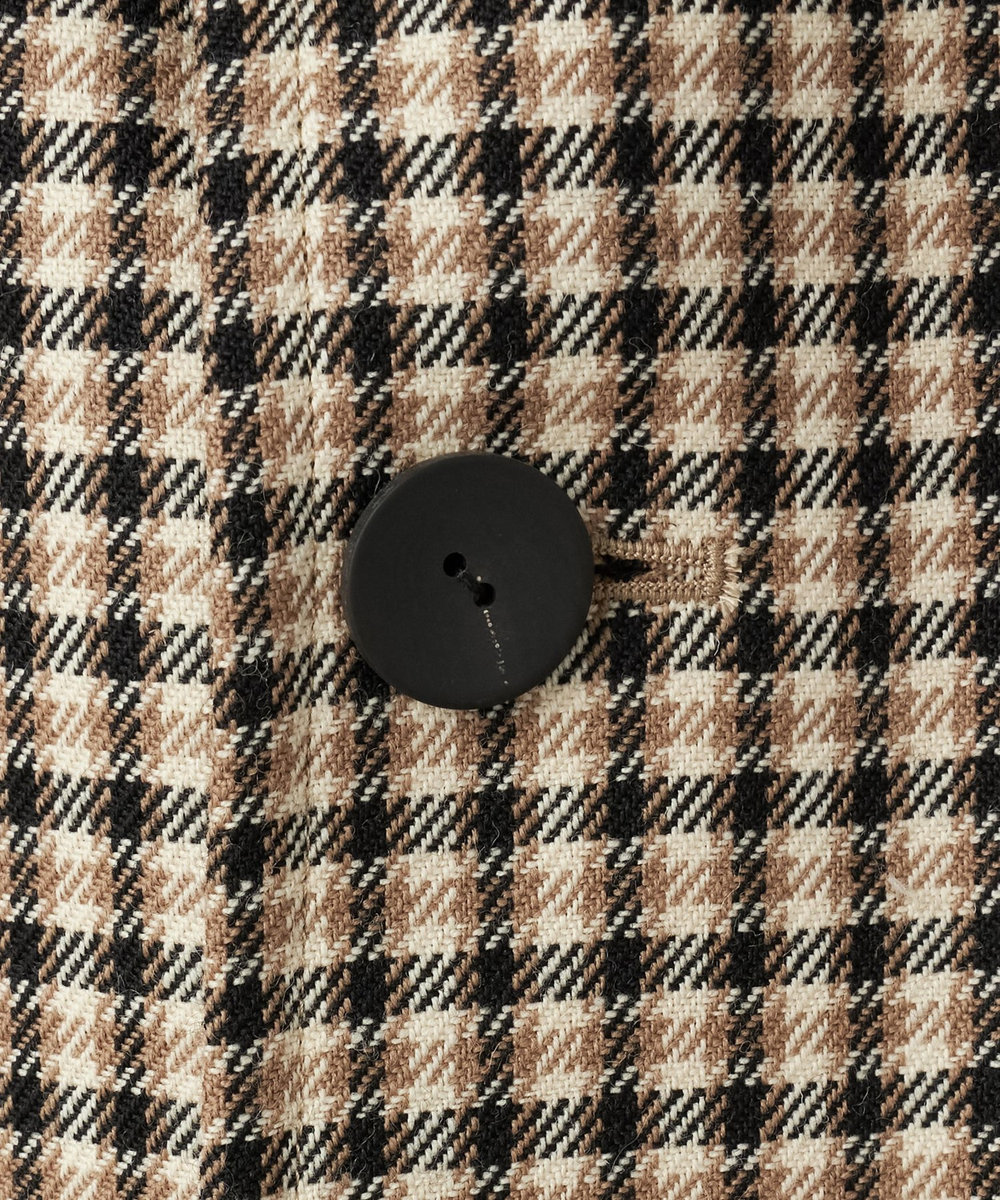 DÉPAREILLÉ WOOL CHECK LEATHER COLLAR BLOUSON / ウールチェックレザーカラーブルゾン ブラウン系その他