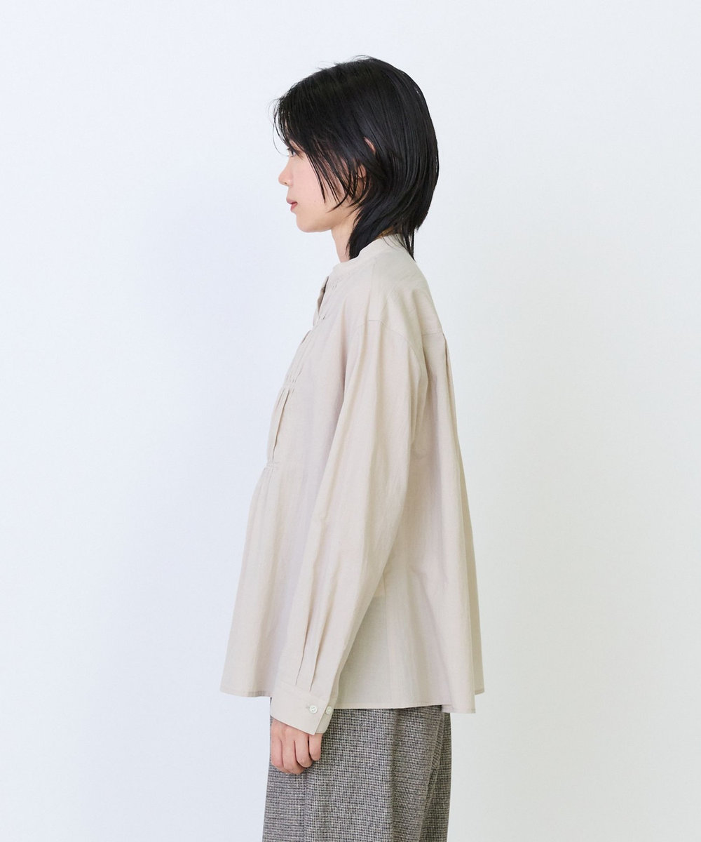 LOISIR コットンローンギャザーディテールブラウス ベージュ