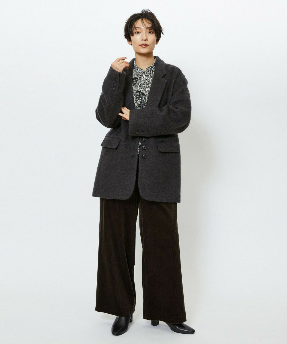 feerique feerique モヘアシャギーテーラードコート チャコールグレー
