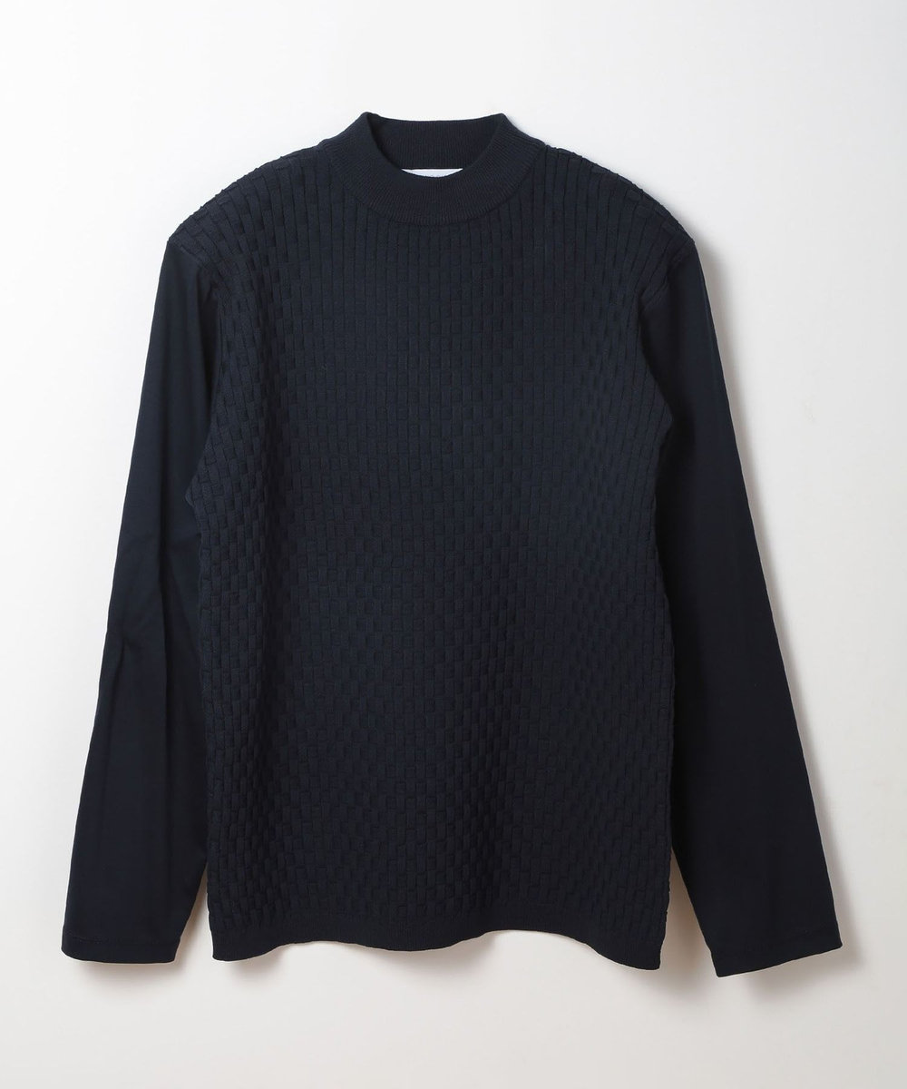 MEN'S BIGI ニットコンビモックネックカットソー ネイビー