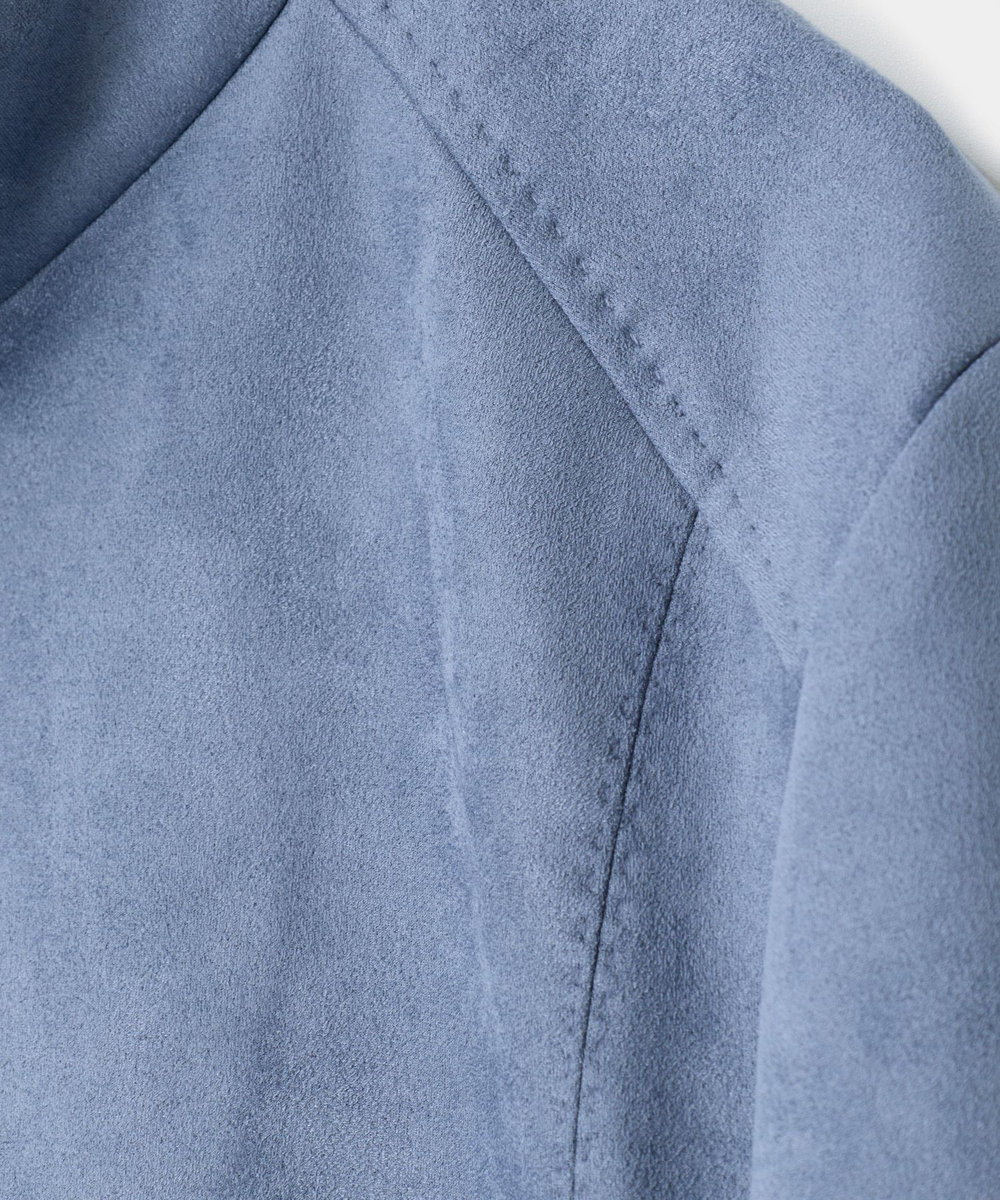 MEN'S BIGI フェイクスエードダンボール ライダースジャケット ブルー