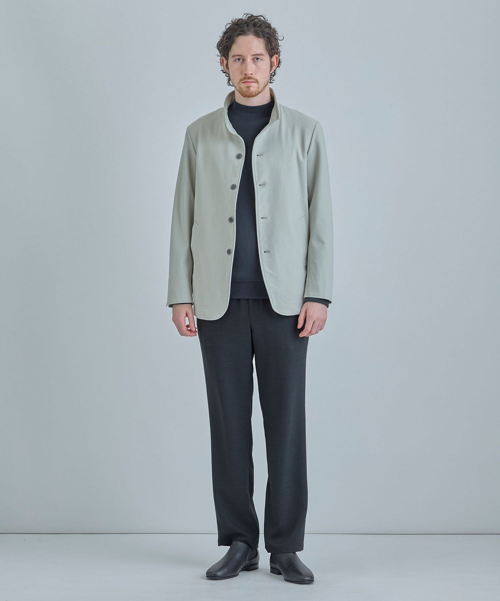 MEN'S BIGI シャンブレー調ハイテンショントリコット スタンドカラーカーデブルゾン＜接触冷感/速乾/UVカット＞ オフホワイト