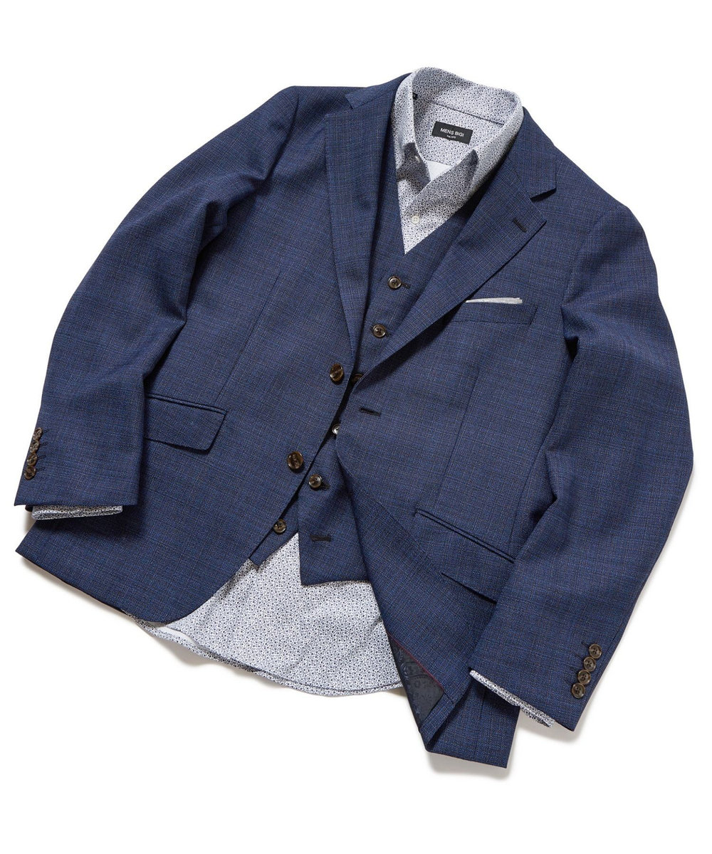 MEN'S BIGI 【ACTIVE TAILOR】ミックスヤーン/ホップサックジャケット＜セットアップ・スリーピース対応＞ ネイビー