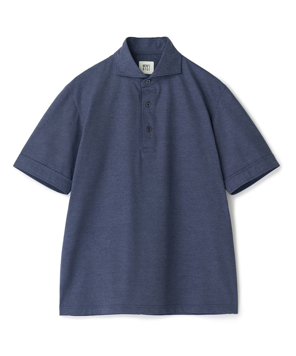 MEN'S BIGI ドットメッシュジャージカッタウェイポロシャツ＜通気性、接触冷感＞ ネイビー