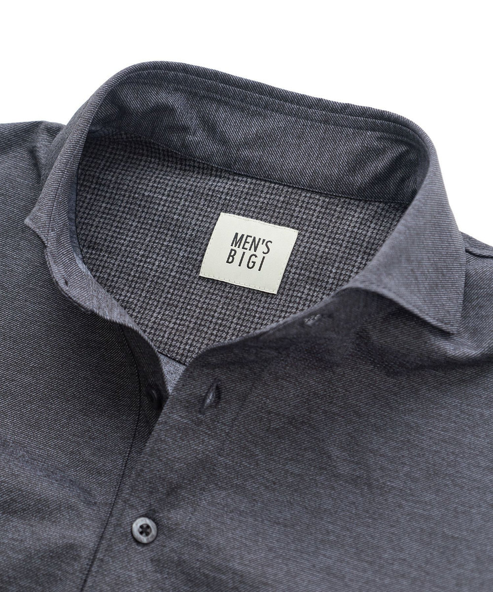 MEN'S BIGI ドットメッシュジャージカッタウェイポロシャツ＜通気性、接触冷感＞ チャコールグレー