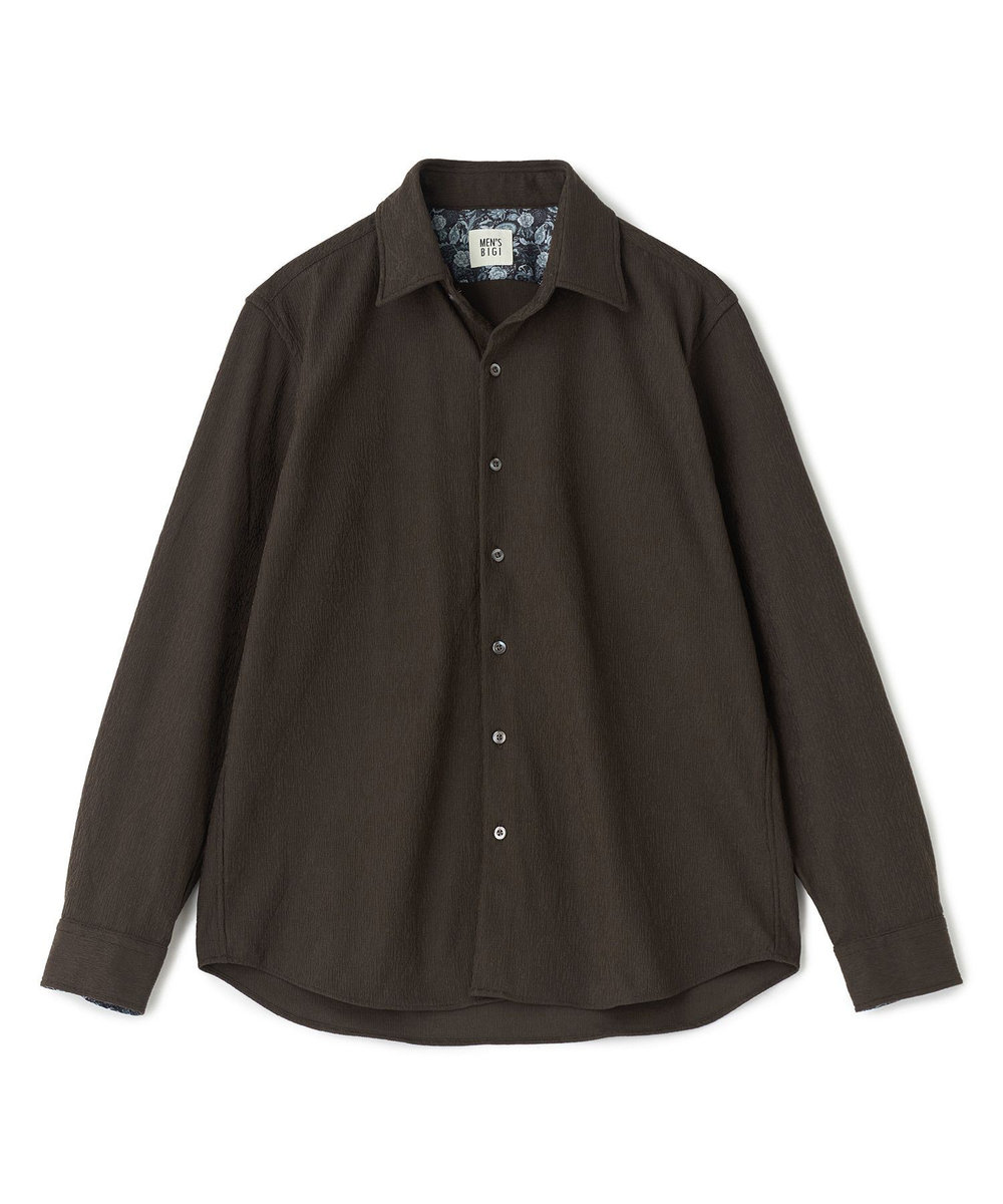 MEN'S BIGI トリコットジャージ ジャガードシャツ ブラウン