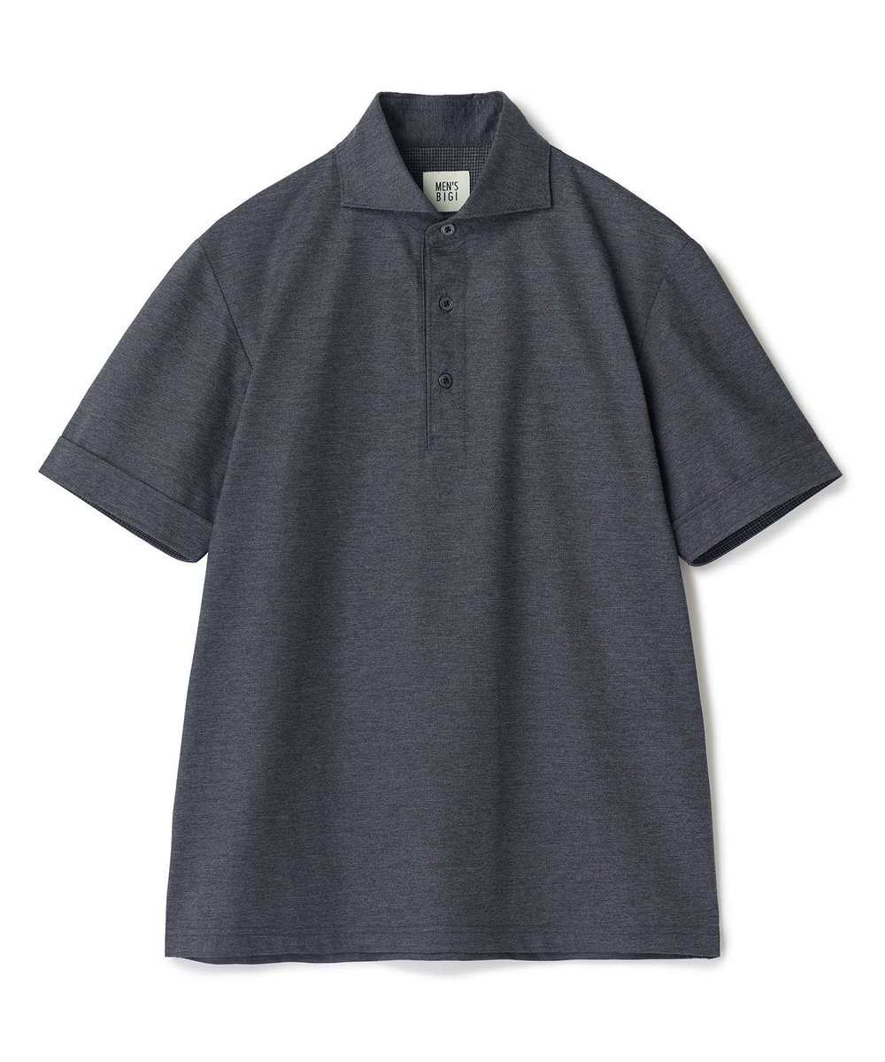 MEN'S BIGI ドットメッシュジャージカッタウェイポロシャツ＜通気性、接触冷感＞ チャコールグレー
