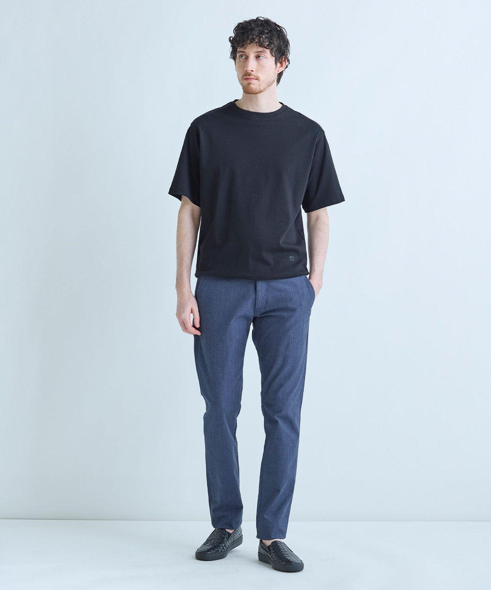 MEN'S BIGI シャドーヘリンボーンストレッチパンツ ネイビー
