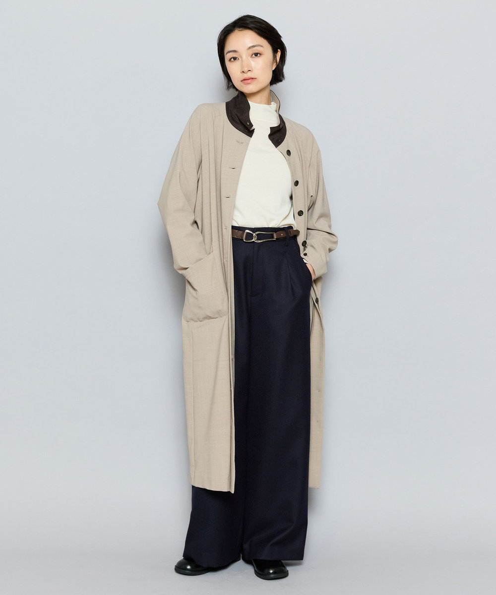 L'EQUIPE ドライウール2WAYストレッチシャツワンピース ベージュ