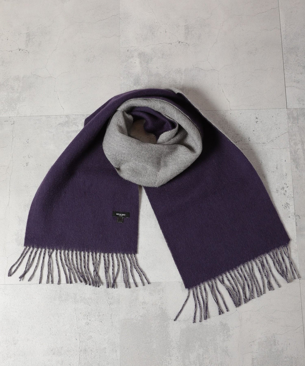 MEN'S BIGI リバーシブルウールマフラー パープル