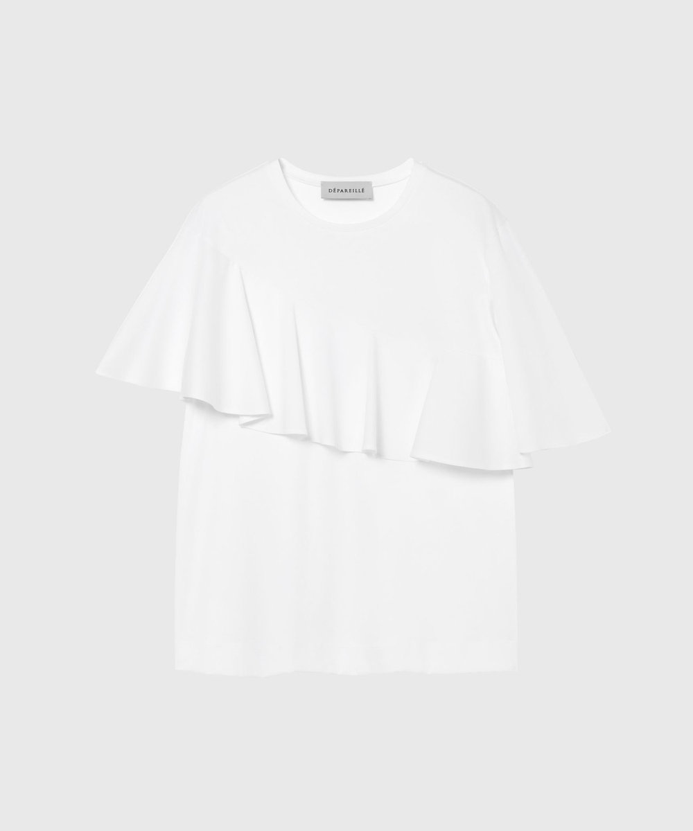 DÉPAREILLÉ COTTON JERSEY RUFFLE TOPS / コットンジャージーラッフルトップス ホワイト