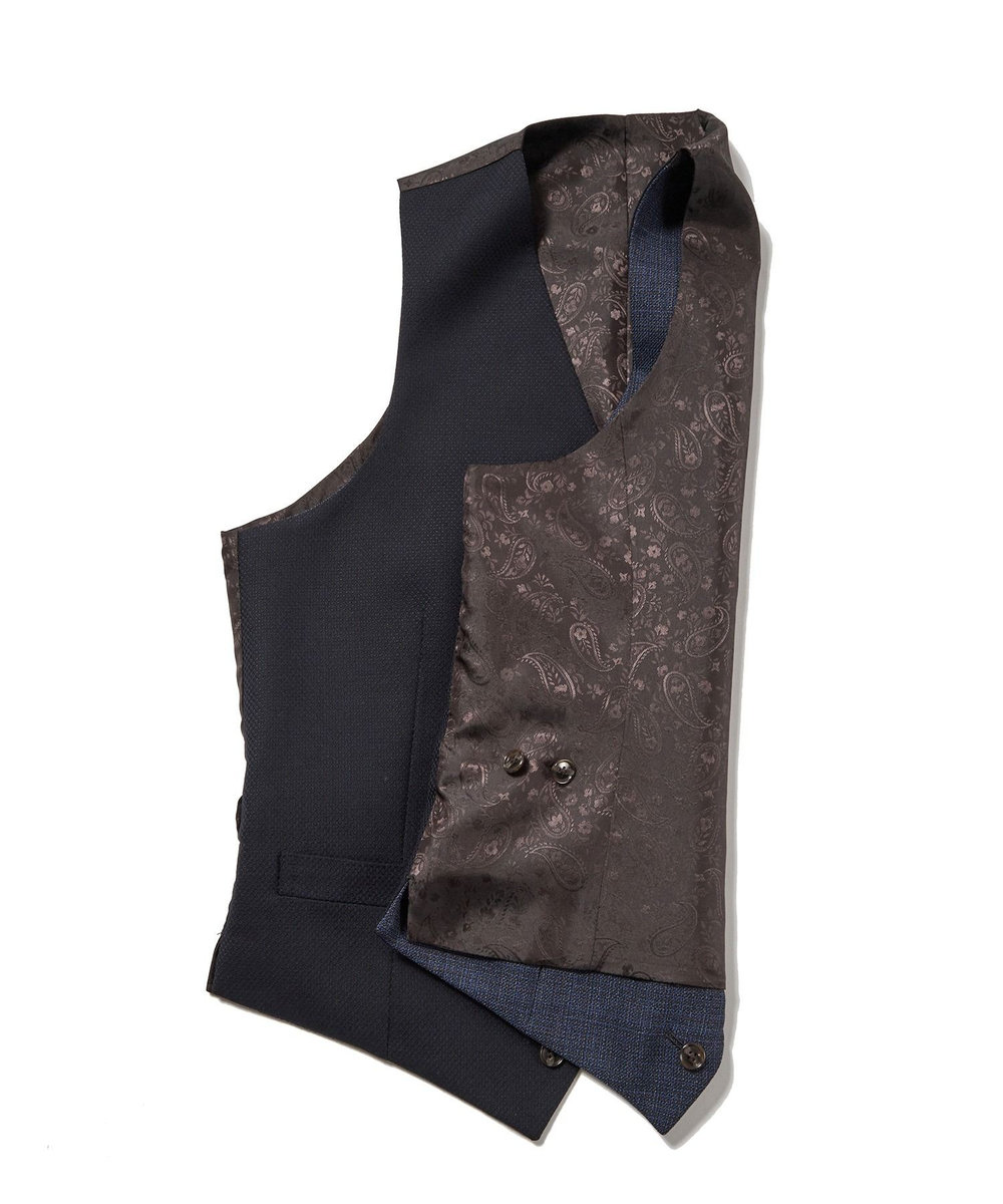 MEN'S BIGI 【ACTIVE TAILOR】ミックスヤーン/ホップサックベスト＜セットアップ・スリーピース対応＞ ネイビー