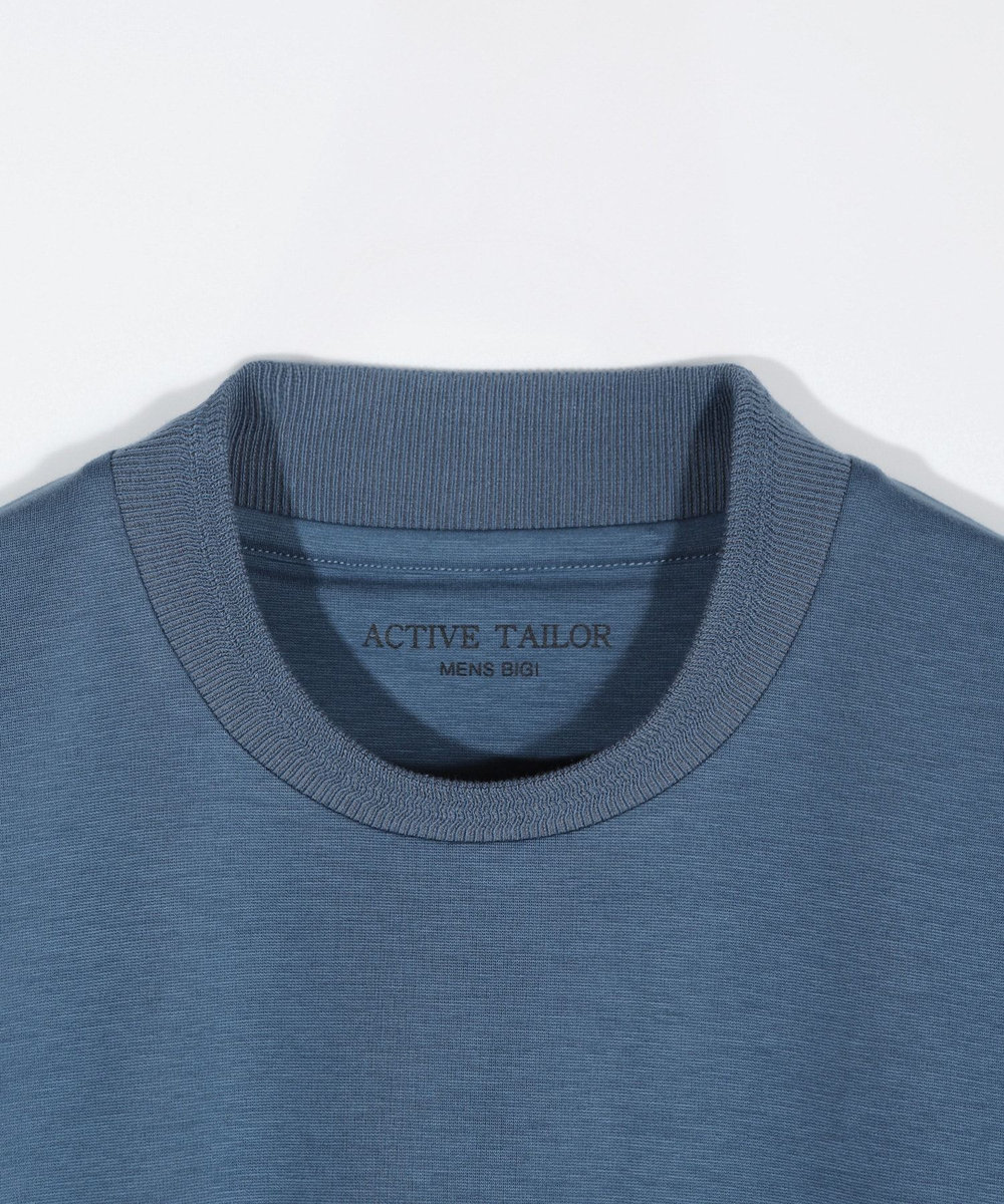 MEN'S BIGI 【ACTIVE TAILOR/アクティブテイラー】シルケットスムースクルーネック長袖Tシャツ ブルー
