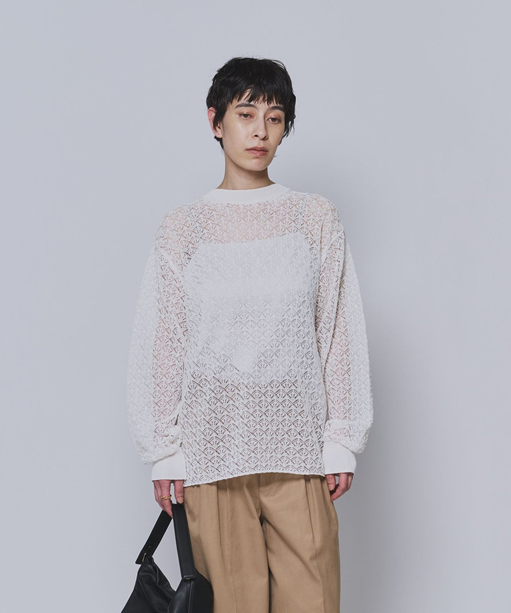 1er Arrondissement ＜NEPLA（ネプラ）＞リーフ編みバックレイヤードプルオーバー ホワイト