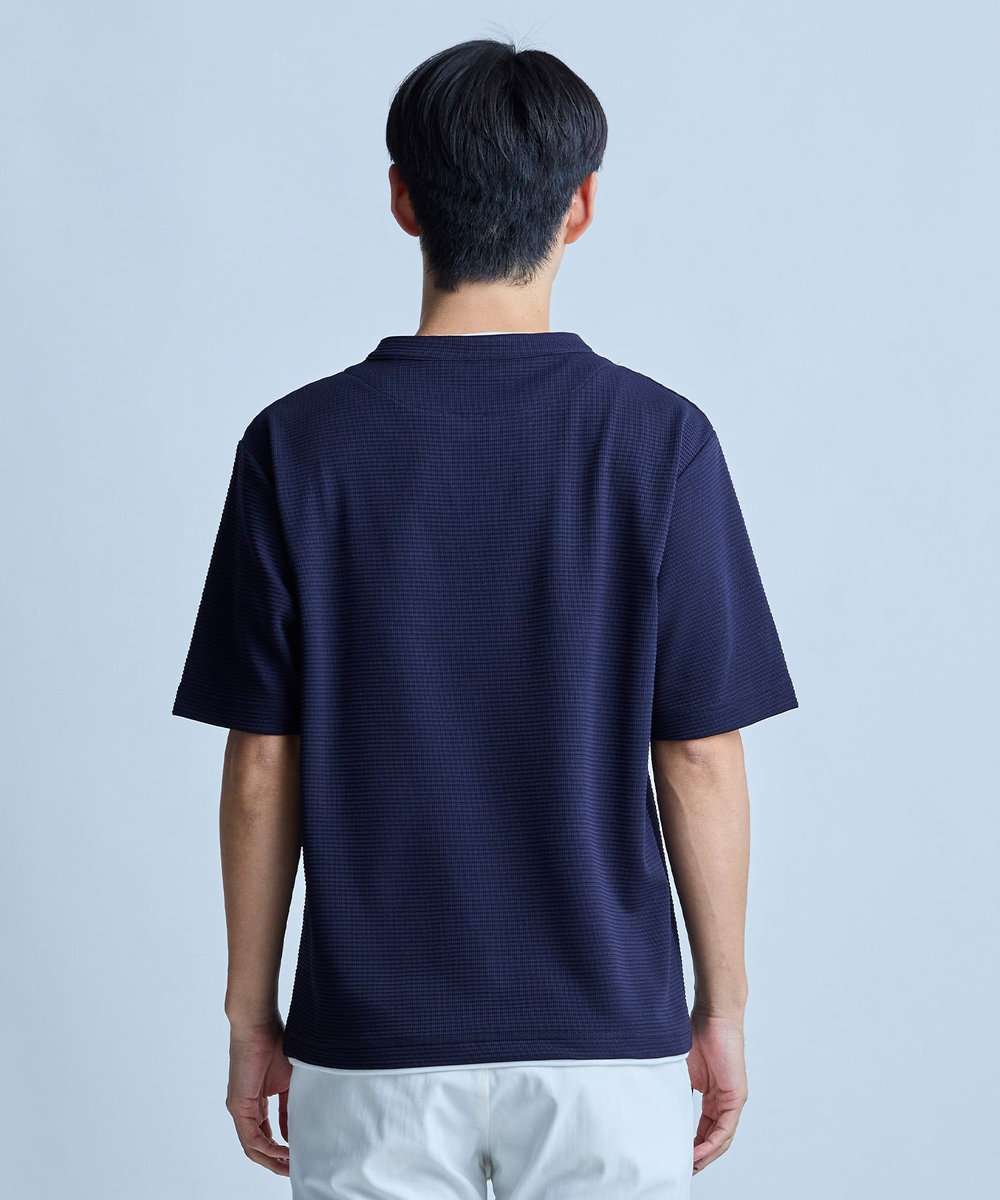 UNION STATION 	ミニワッフルキーネックレイヤードTシャツ ネイビー