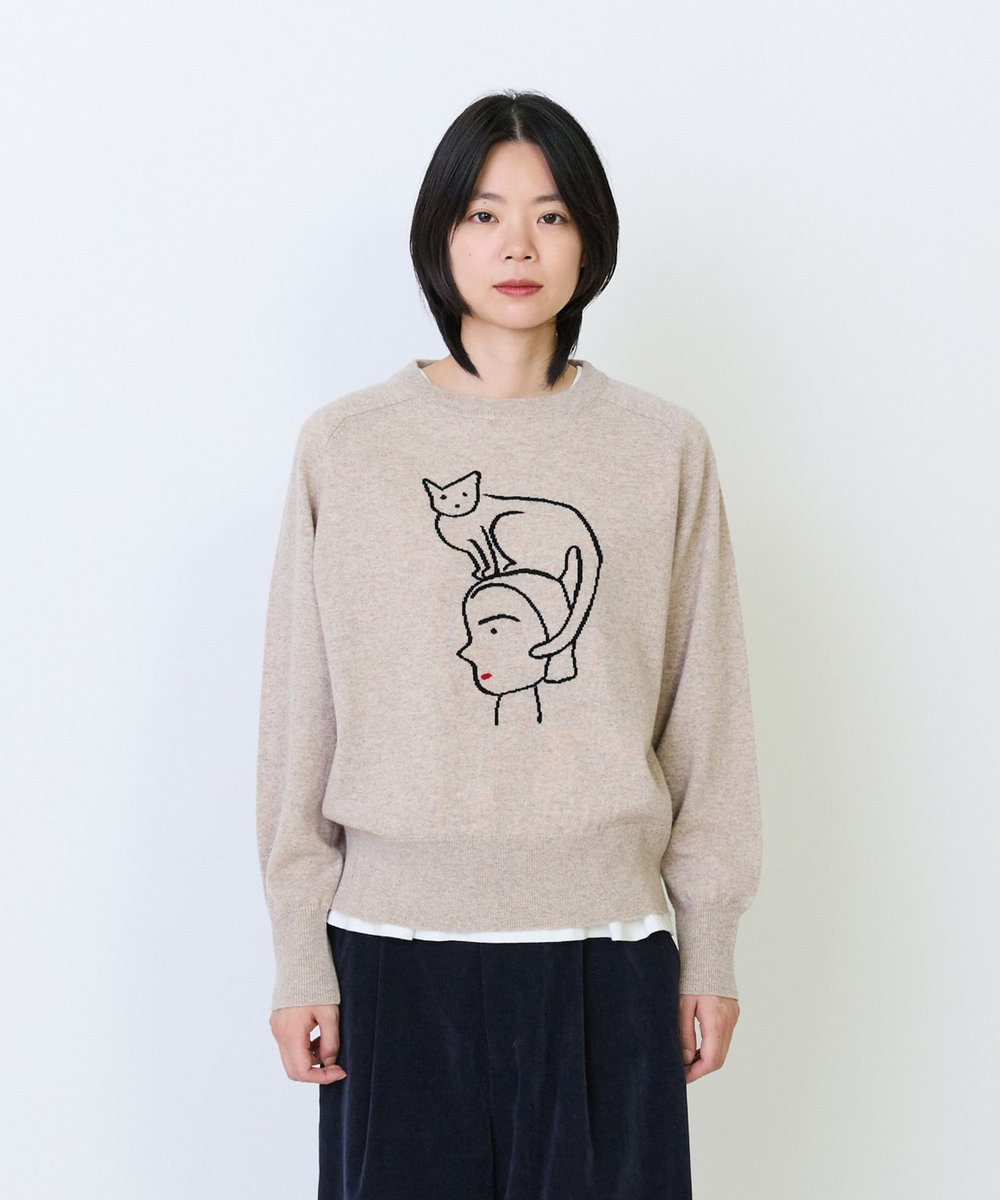 LOISIR 《塩川いづみさんコラボ》ウールインターシャプルオーバー ベージュ